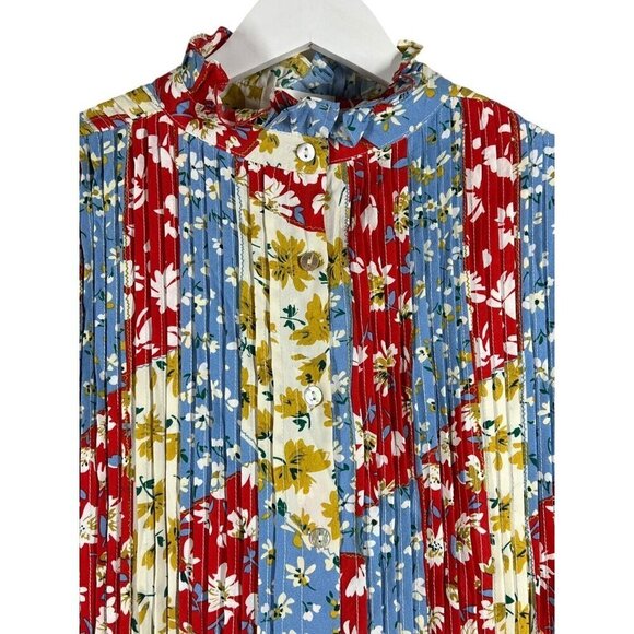 Love + Harmony Tunic Mini Dress‎ Women's Size S Floral Pintuck Button Front S/S - Picture 13 of 16